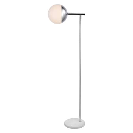 Living District Eclipse 1 Light Chrome Floor Lamp with Frosted White Glass